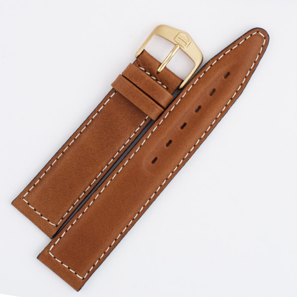 Tag Heuer brown leather strap with white stitching & buckle (19x18)