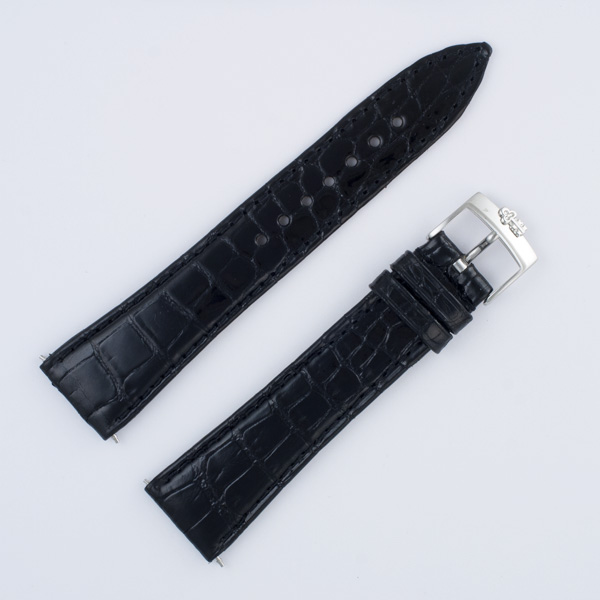 Corum black stitched alligator strap with st/s tang buckle (20x16)
