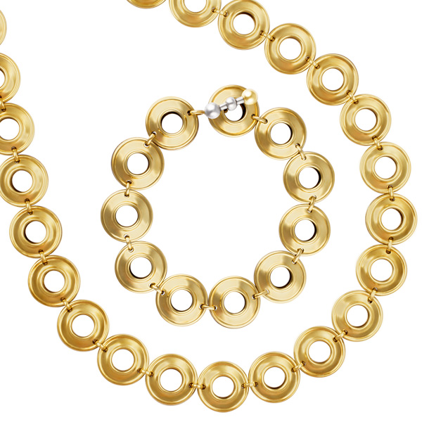 Tiffany & Co. Paloma Picasso sterling silver & 18k necklace and bracelet set