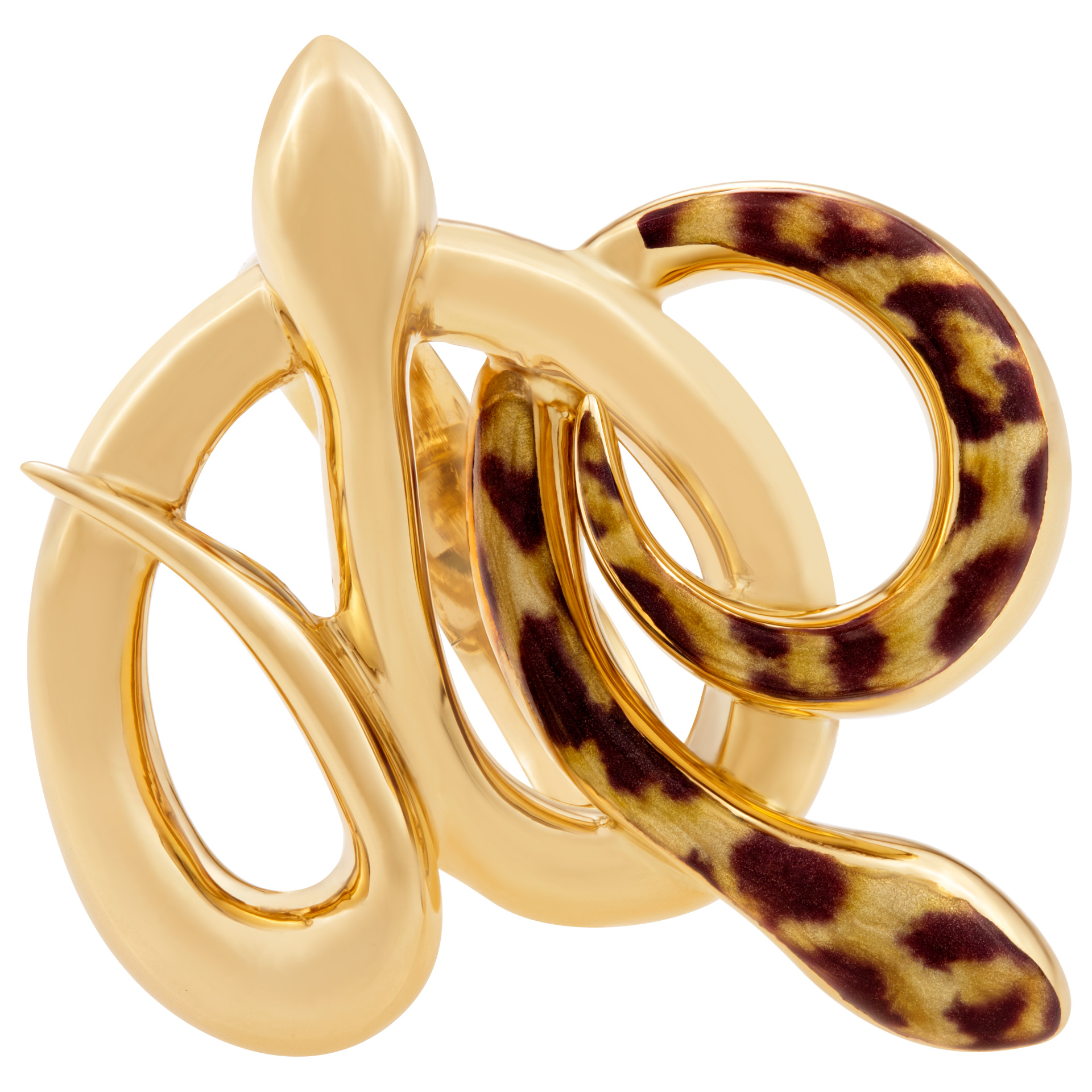 Stylish snake enamel ring in 14k