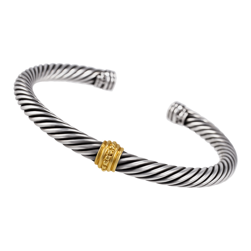 David Yurman Cable Classics One-Station bracelet in sterling with 14k gold accent, 5mm