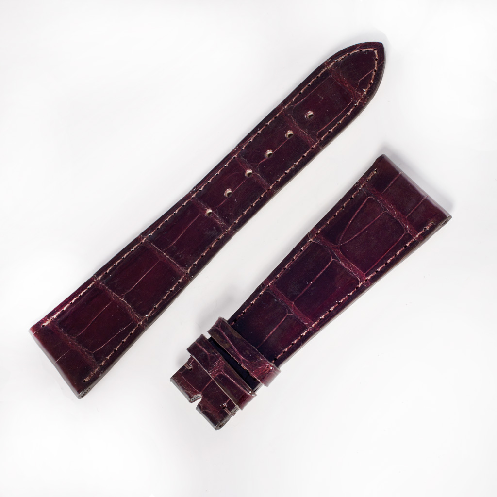 Patek Philippe shiny / glossy dark brown alligator strap (24x18)