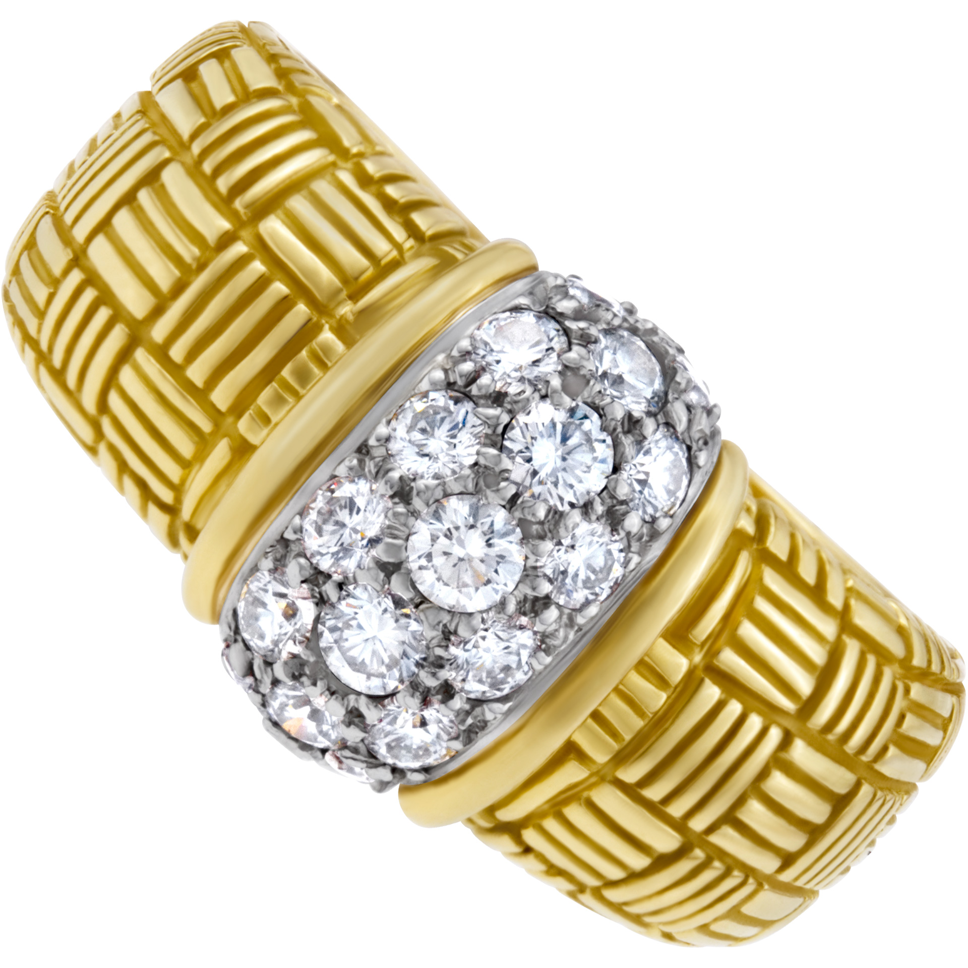 Pave diamond ring in 18k yellow gold. 0.60 carats in diamonds