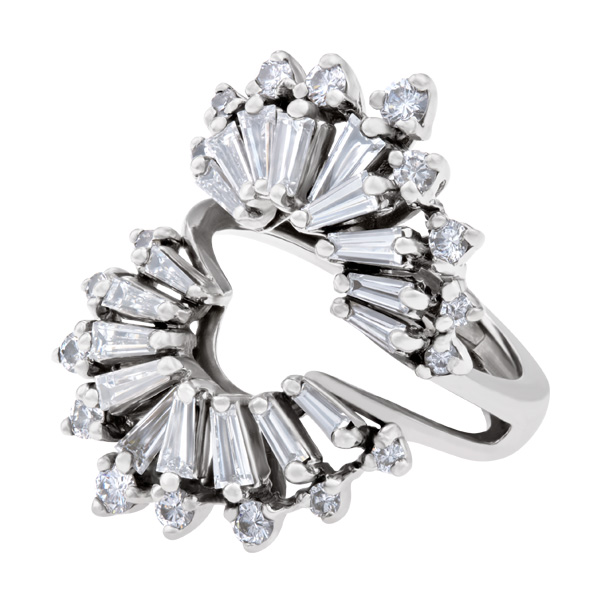 Diamond ring jacket in 14k white gold. 1.50 carats (F-G color, VVS clarity)