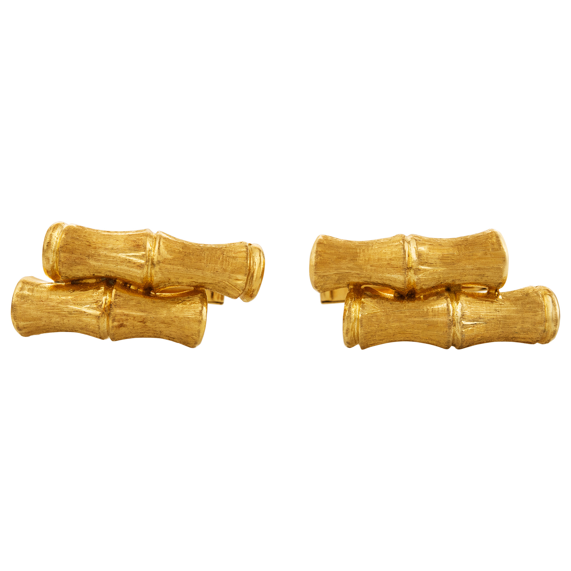Bamboo form cufflinks In 14k yellow gold