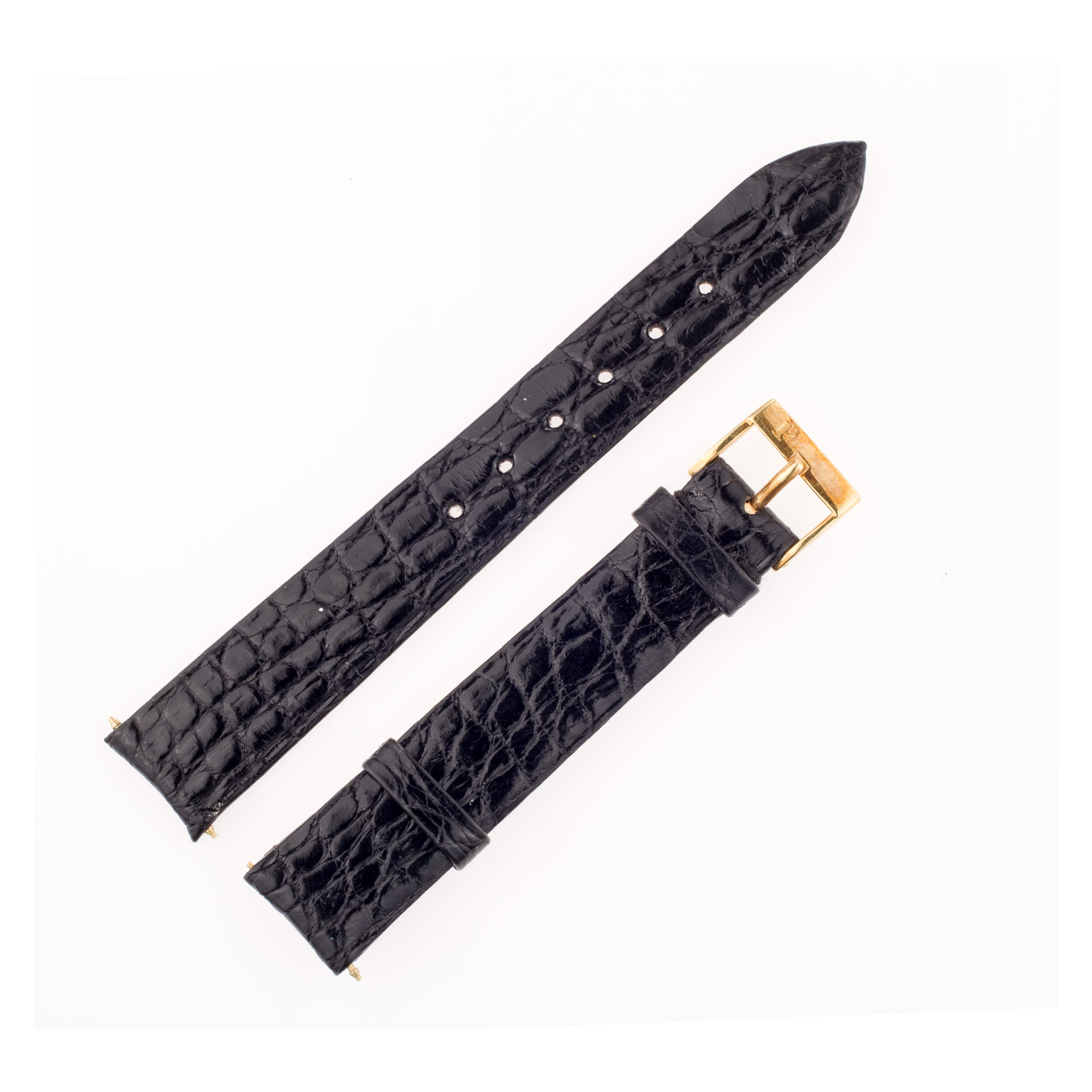 Piaget black croco strap with 18K gold tang (16mm x 14mm)