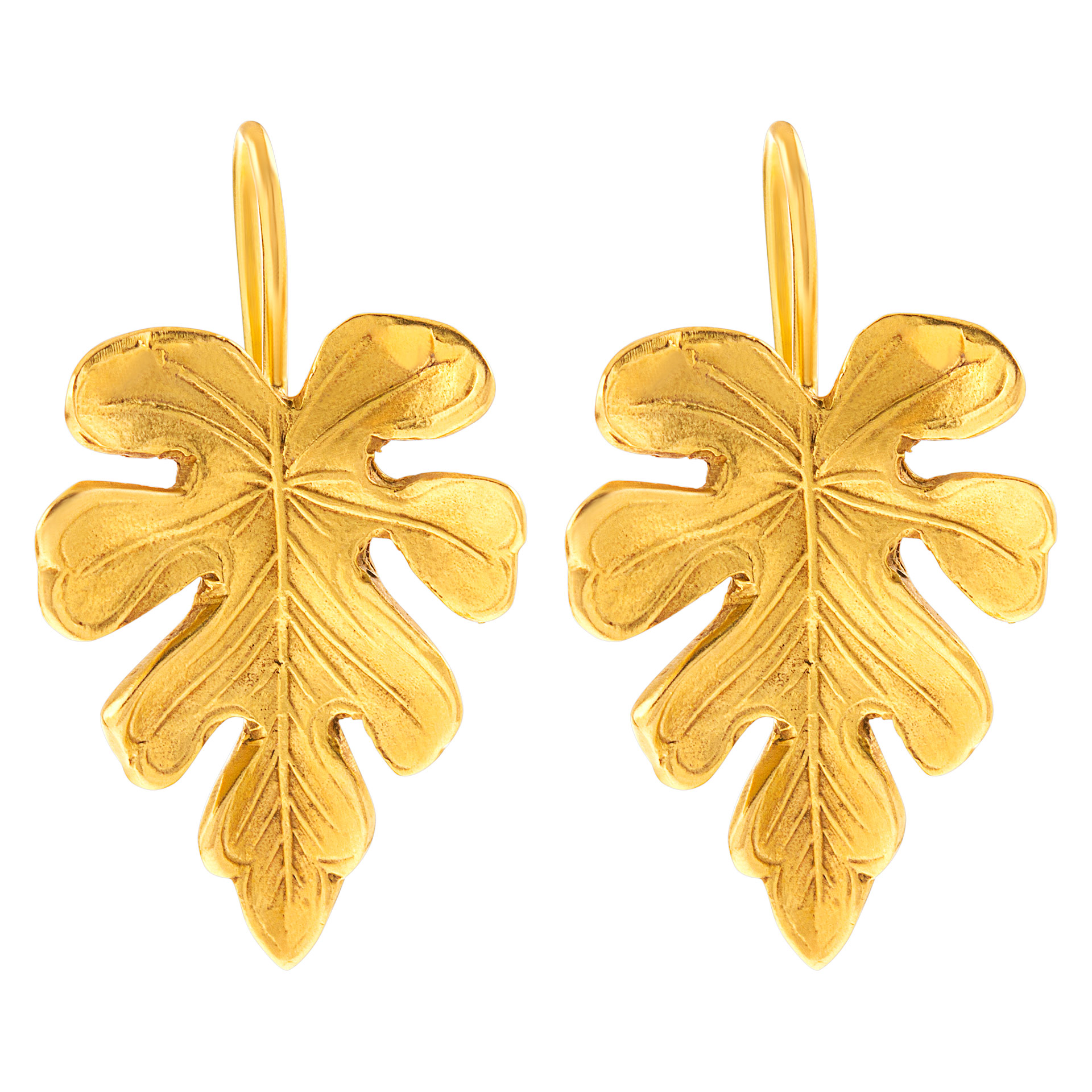 Radiant leaf-drop earrings in 18K yellow gold