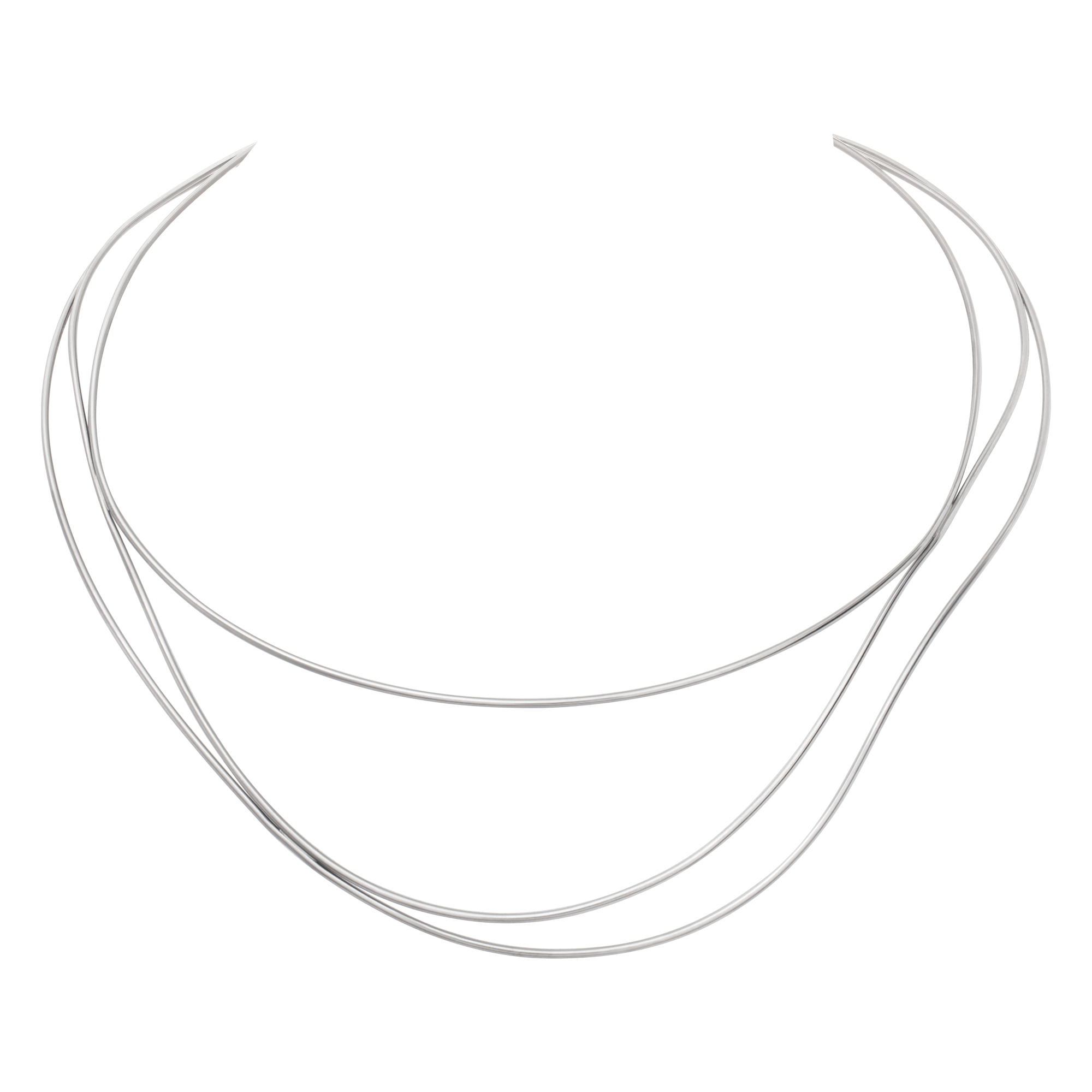 Tiffany & Co. Elsa Peretti "Wave Collection" triple 18k white gold "line" necklace.