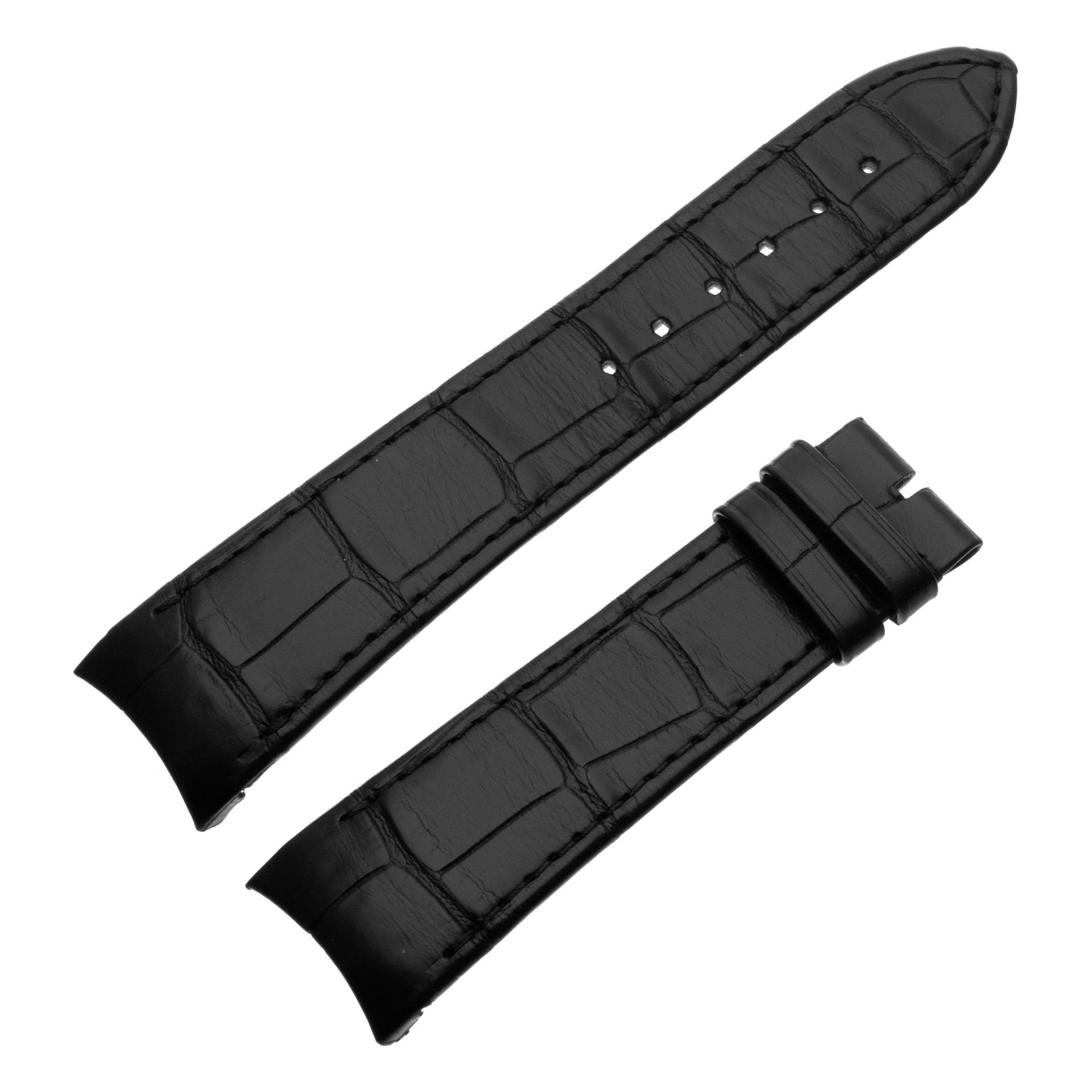 Bvlgari (Bulgari)  black alligator strap with black stitching (21mm x 18mm)