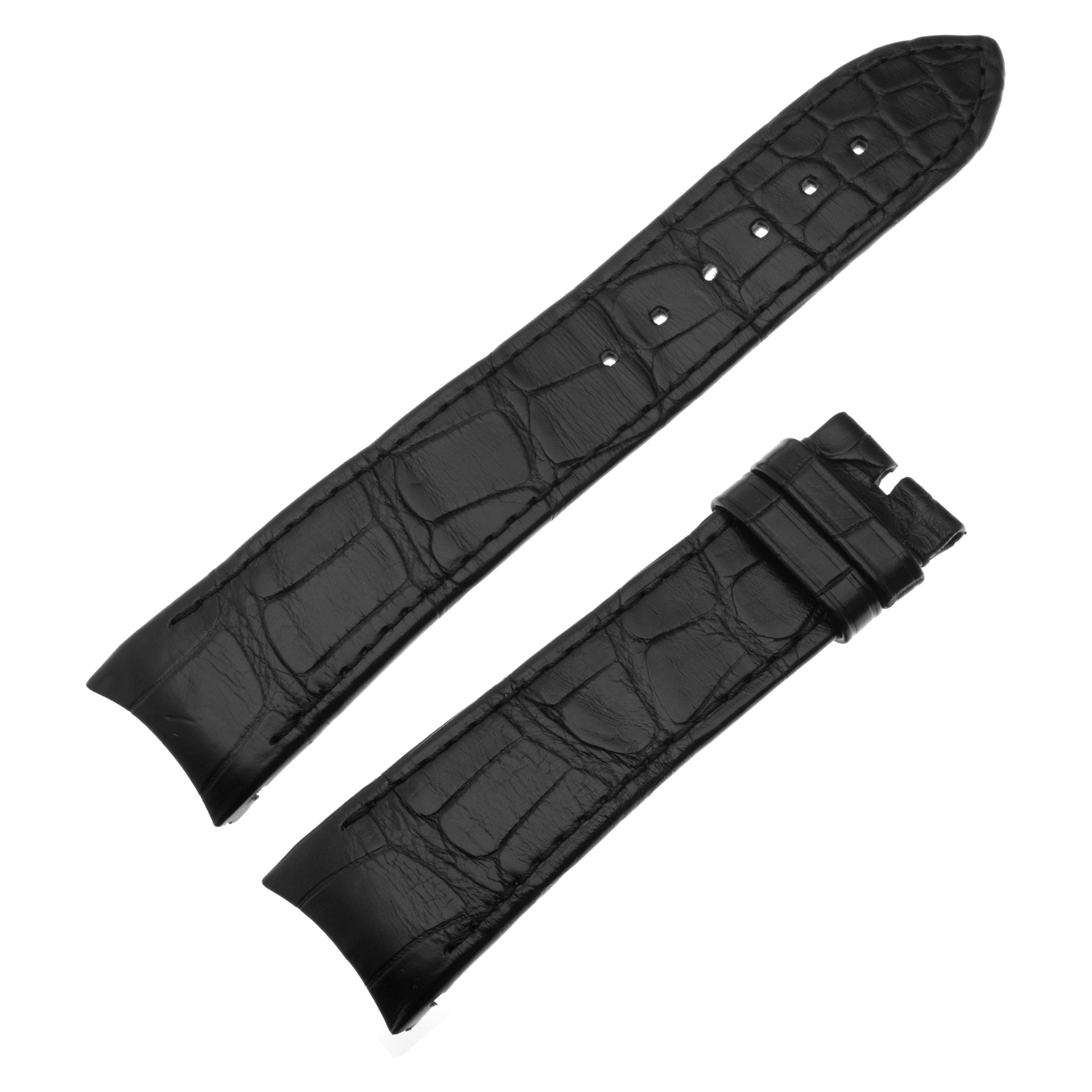 Bvlgari (Bulgari) black alligator strap with black stitching (21mm x 18mm)