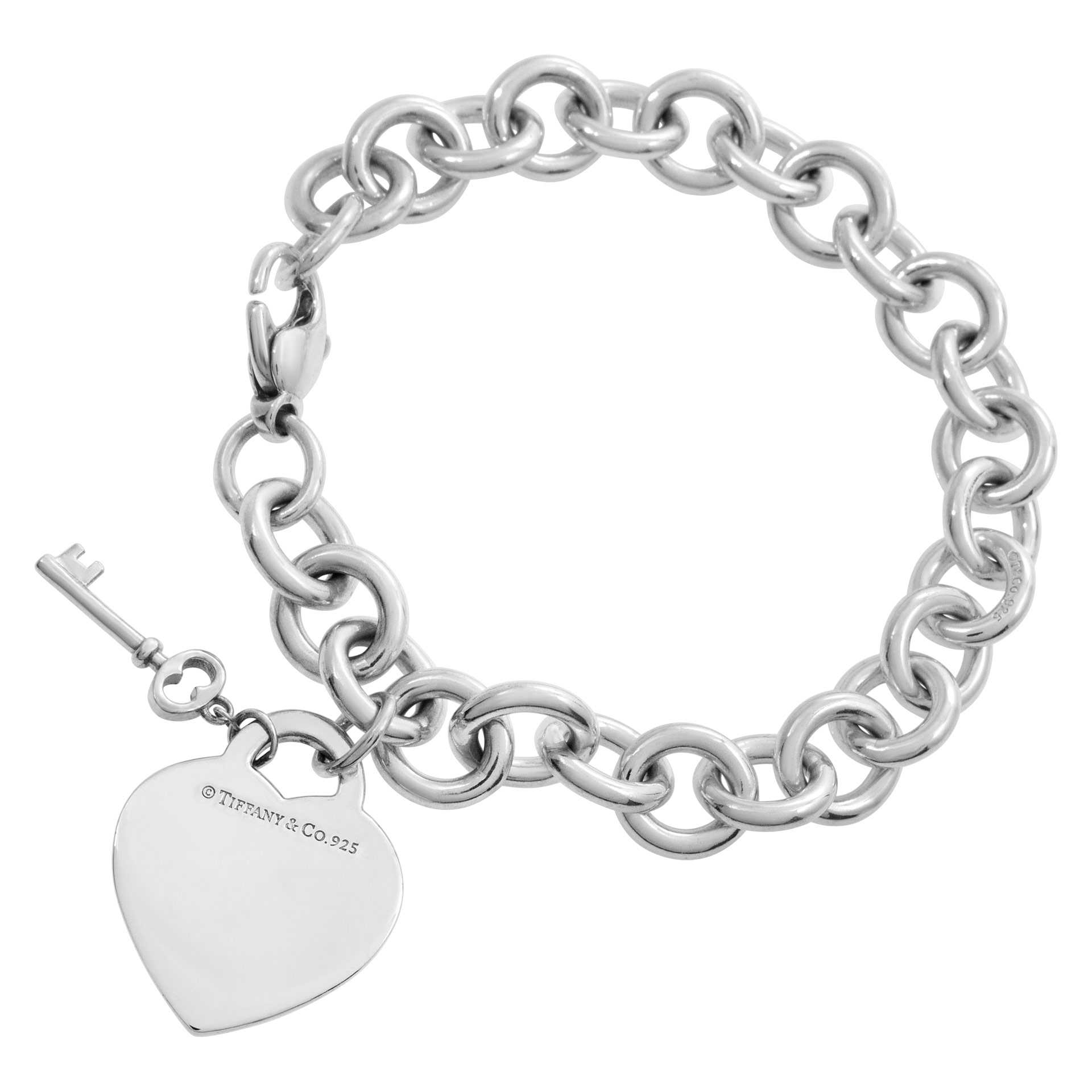 Tiffany and Co."PLEASE RETURN TO TIFFANY" Heart & Key charms bracelet in sterling silver
