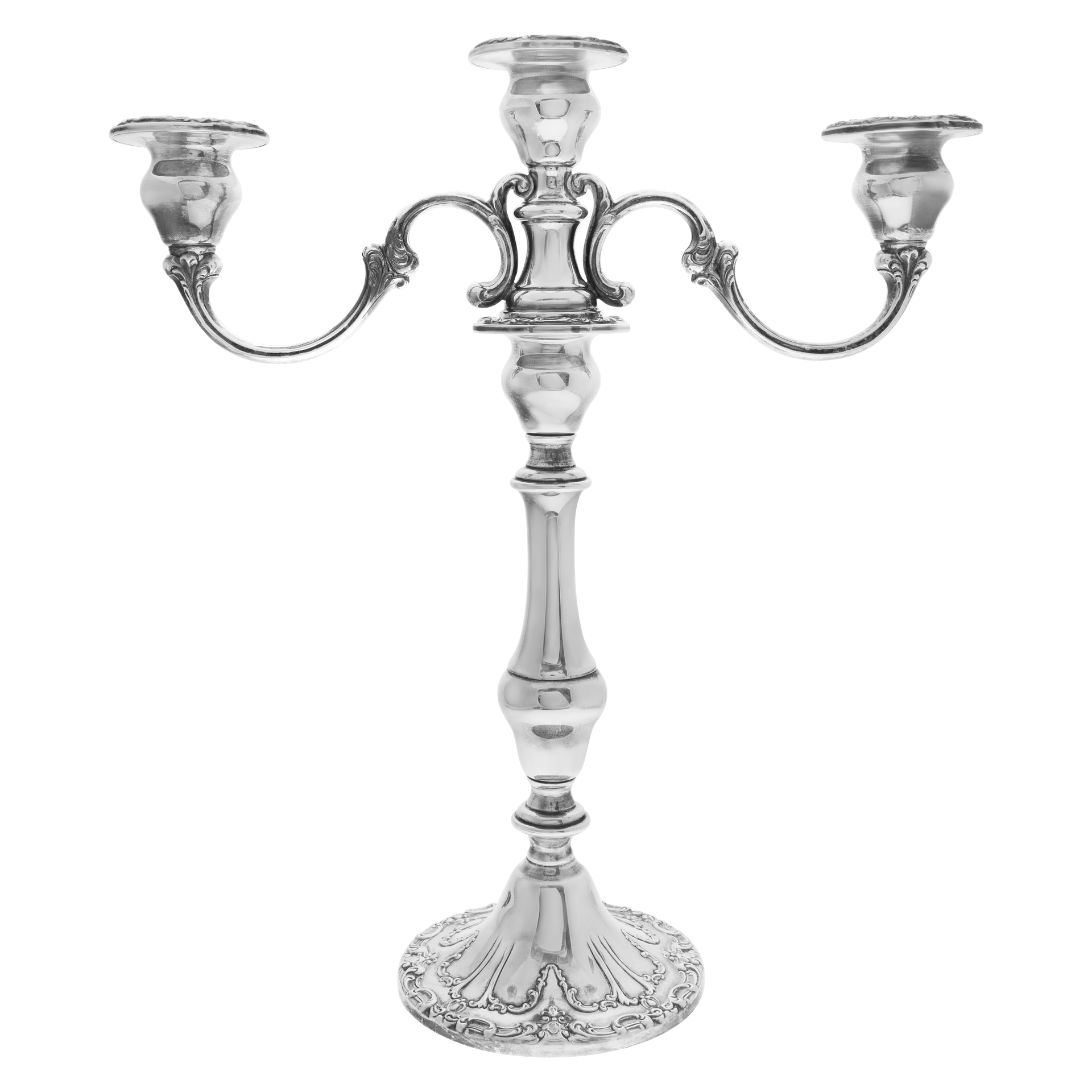 Pair of sterling silver 3 tiers candelabra by Gorham.