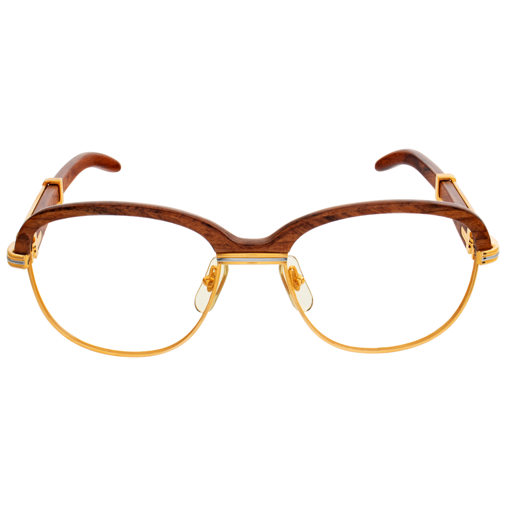 Cartier "Malmaison" collection, Palisander Rosewood & gold glasses. Circa 1990