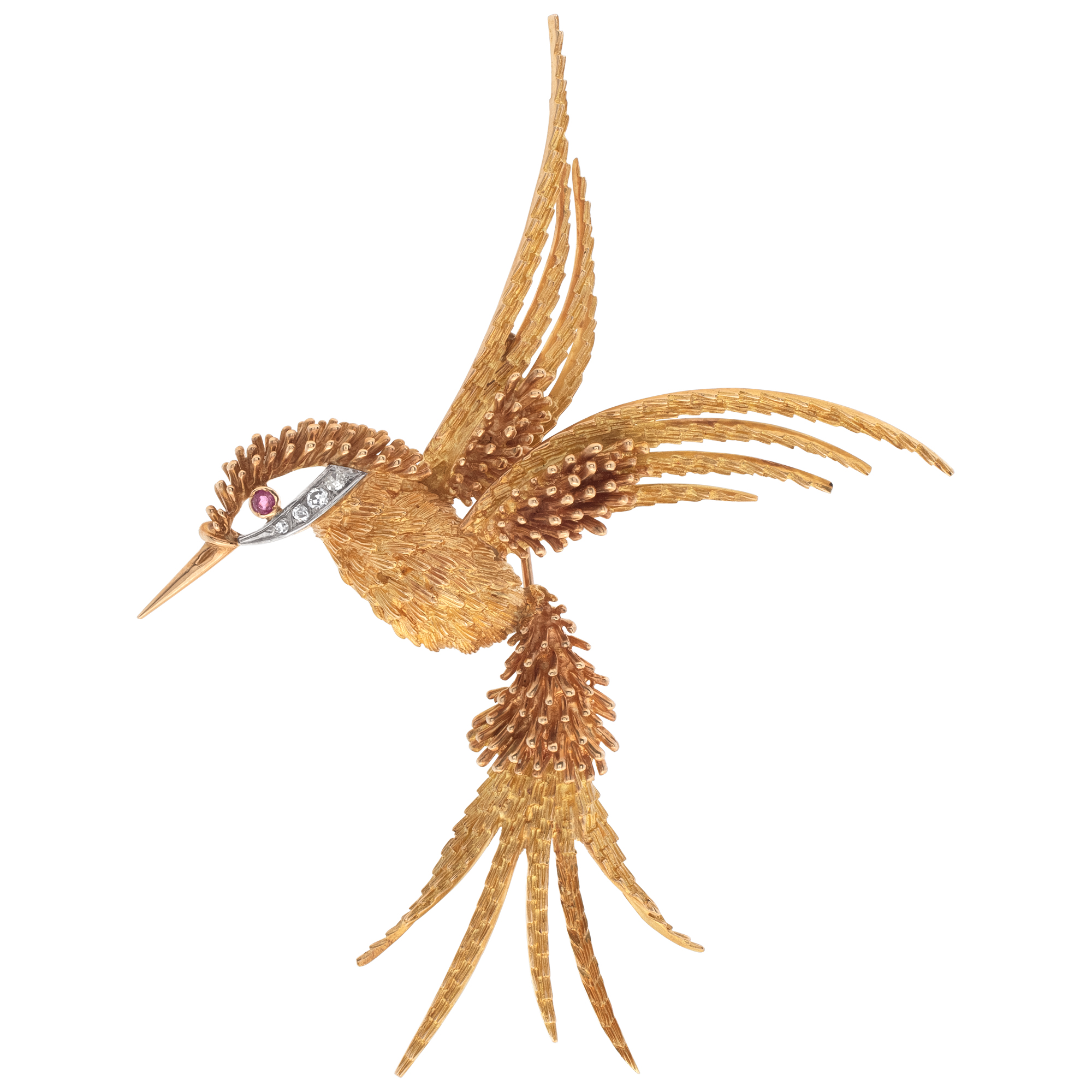 Flying Humming bird pendant/pin/brooch in 18k