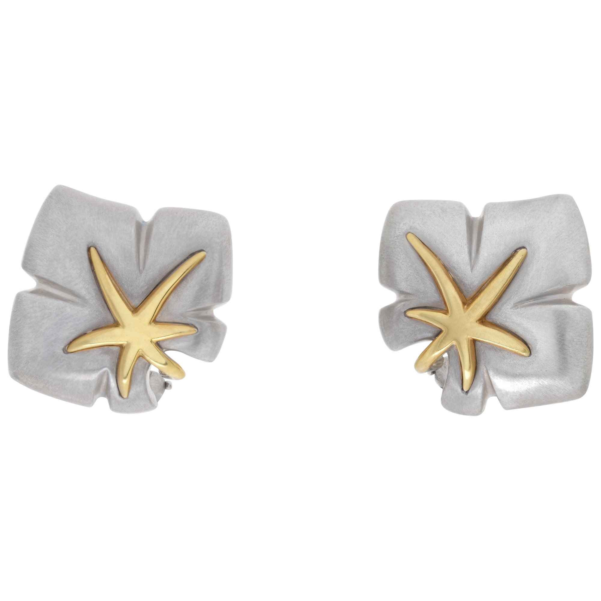 Tiffany & Co. Silver Maple Leaf earrings with 18k accents 22mm x 26mm
