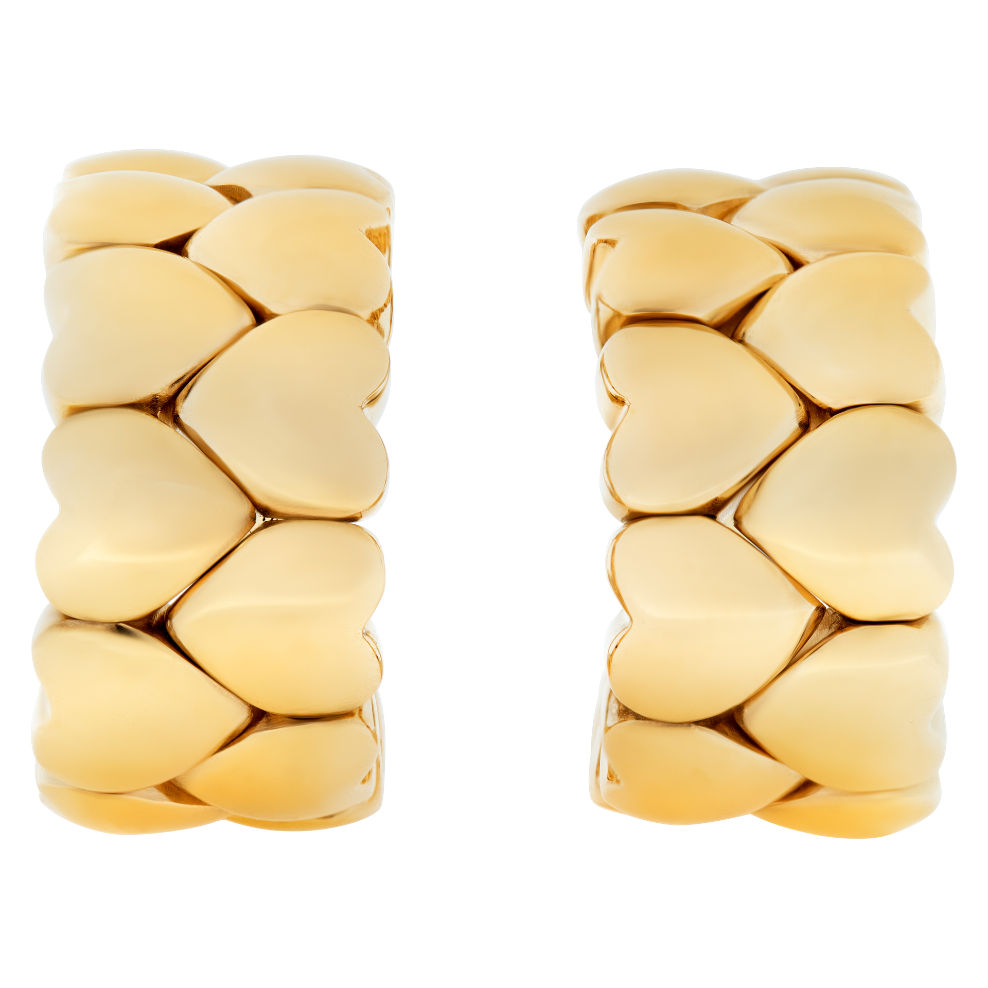 Cartier double rows of hearts, semi hoops earrings in 18k yellow gold.