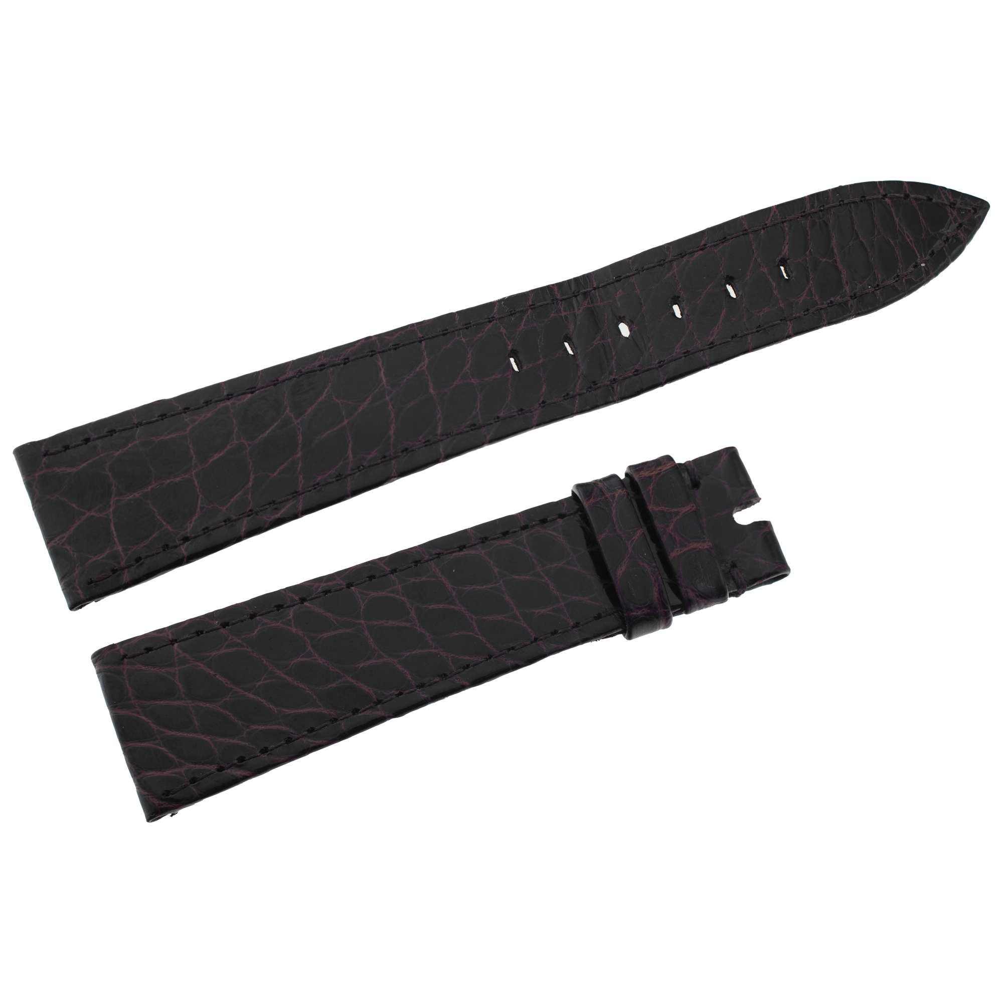 Rolex genuine Alligator brown shiny leather strap (20mm x 16mm) Shop Worn.