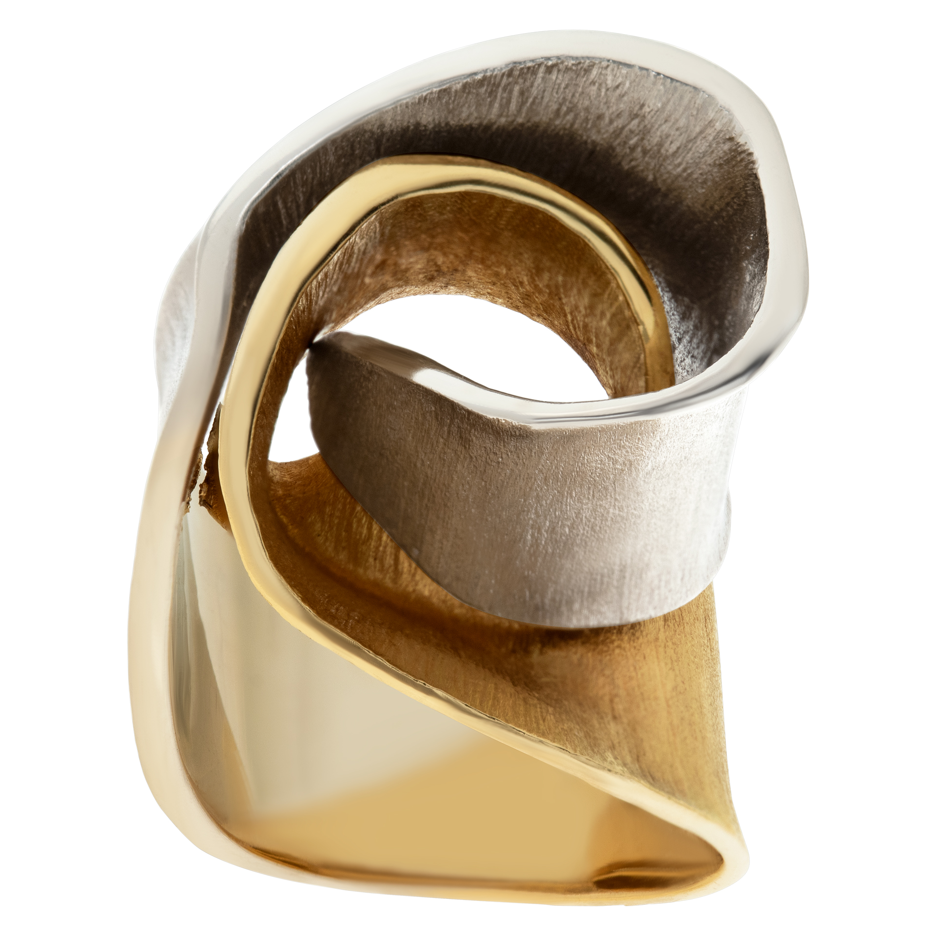 H Stern wide curled ribbon ring in 18k white and yellow gold
