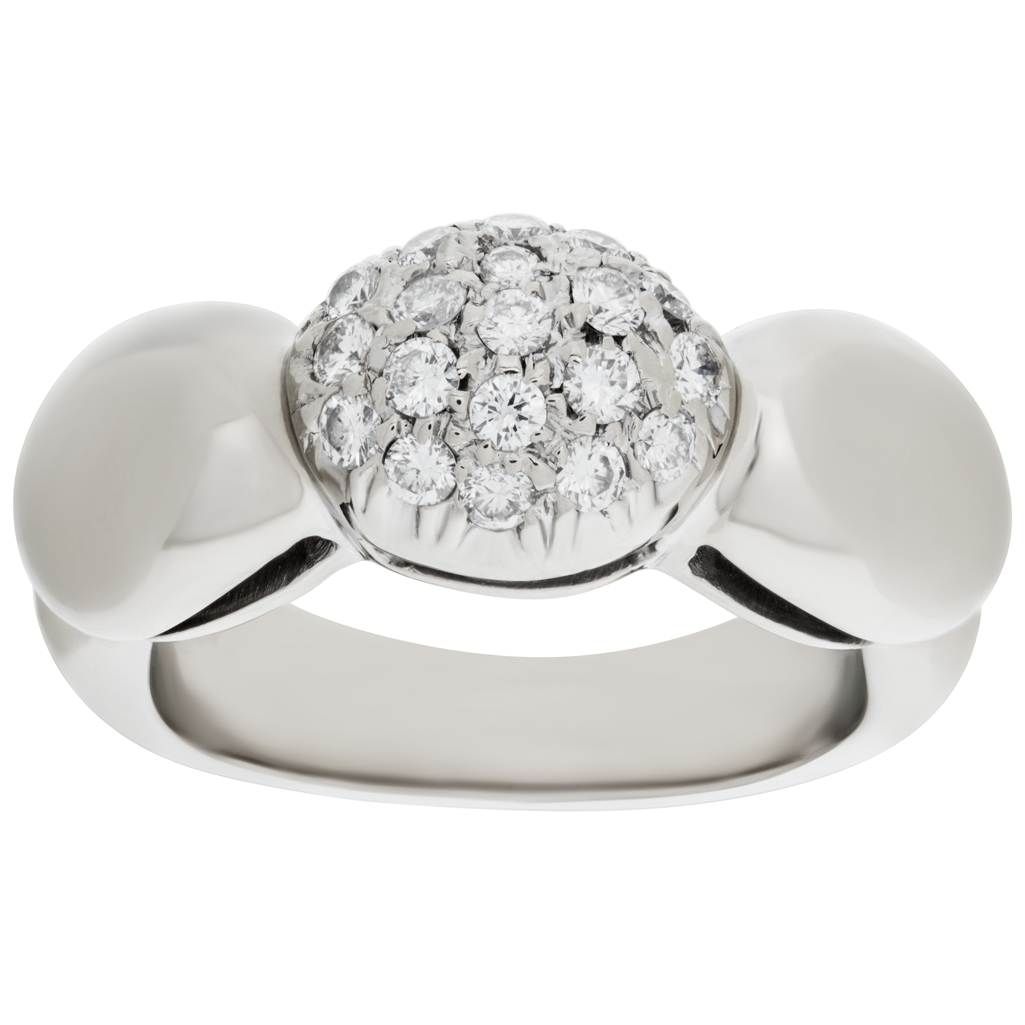 Domed diamond ring in 18k white gold
