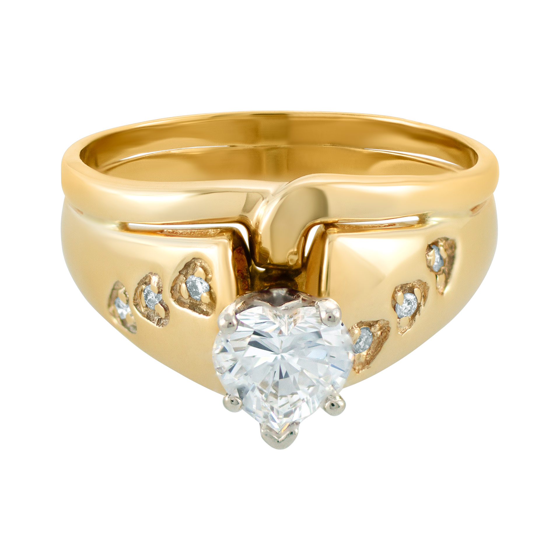 GIA certified heart-shaped diamond 1carat  (F color, VS2 clarity) ring set in 14k yellow gold. Size 10.5
