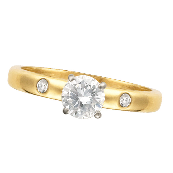 Simple and elegant diamond engagement ring in 14k yellow gold with approx. .54 carats