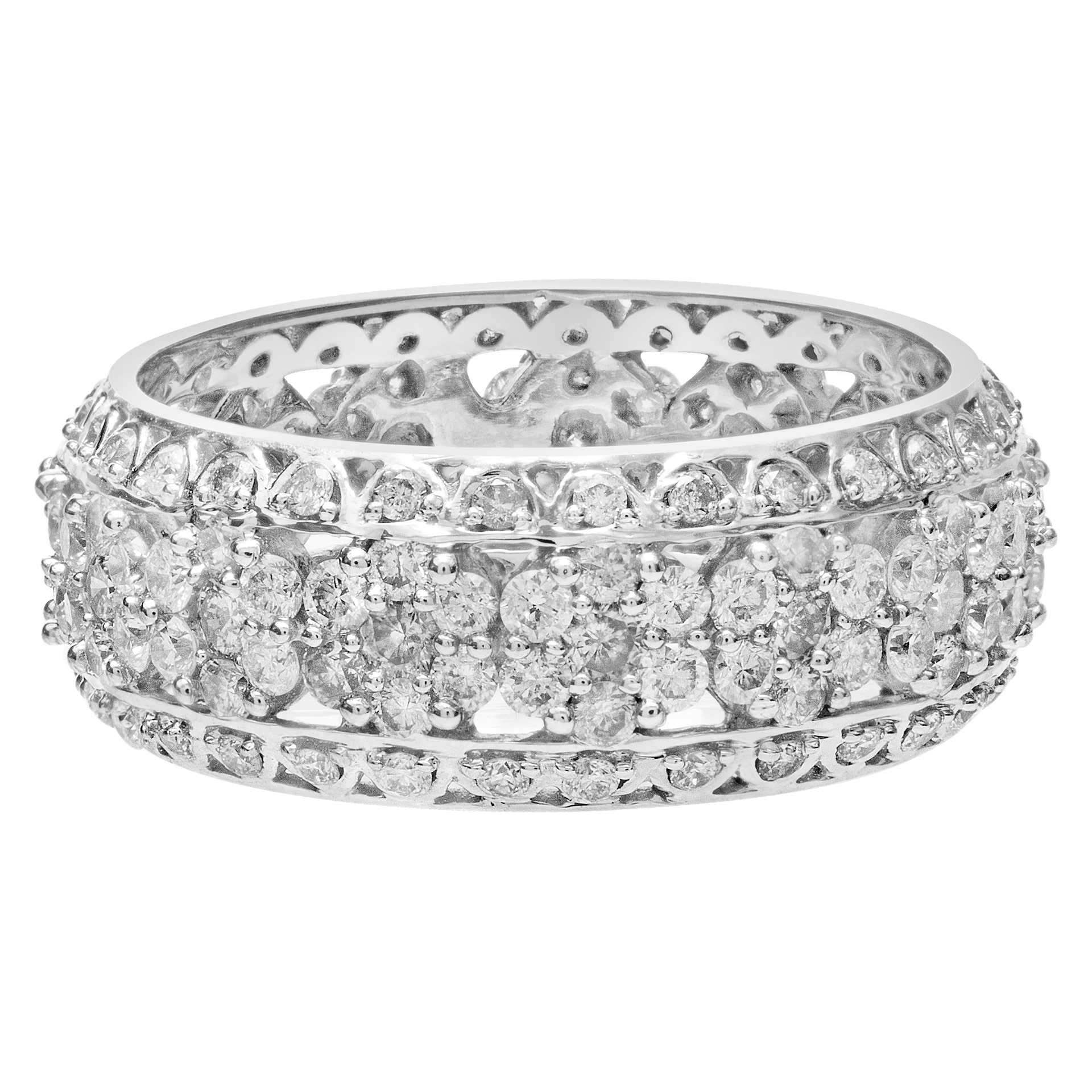 Diamond Eternity Band and Ring Charming Floral. 3.00 carats in diamonds. Size 9