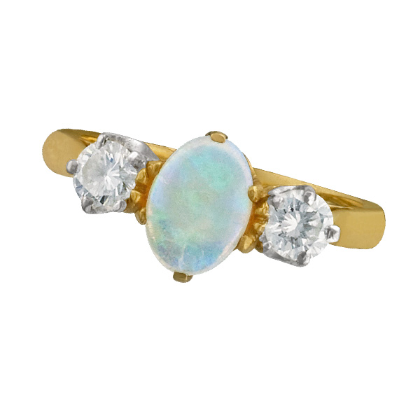 Delicate opal diamond ring