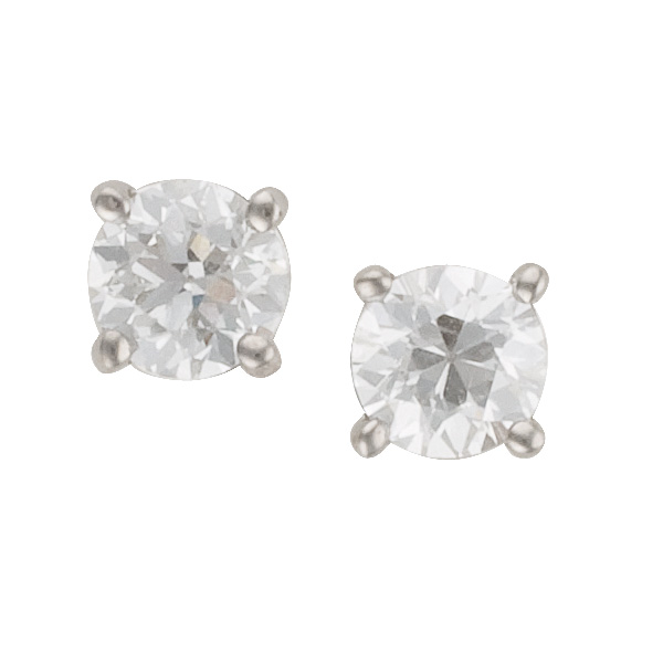 European Cut Diamond Studs set in 18k white gold with 1.06carats total weight VS Clarity
