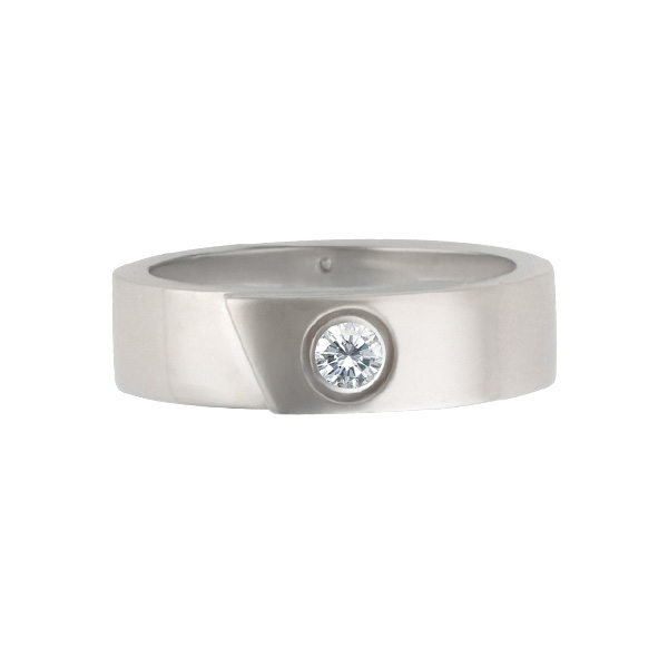 Cartier single diamond overlapping ring in 18k white gold. Size 6