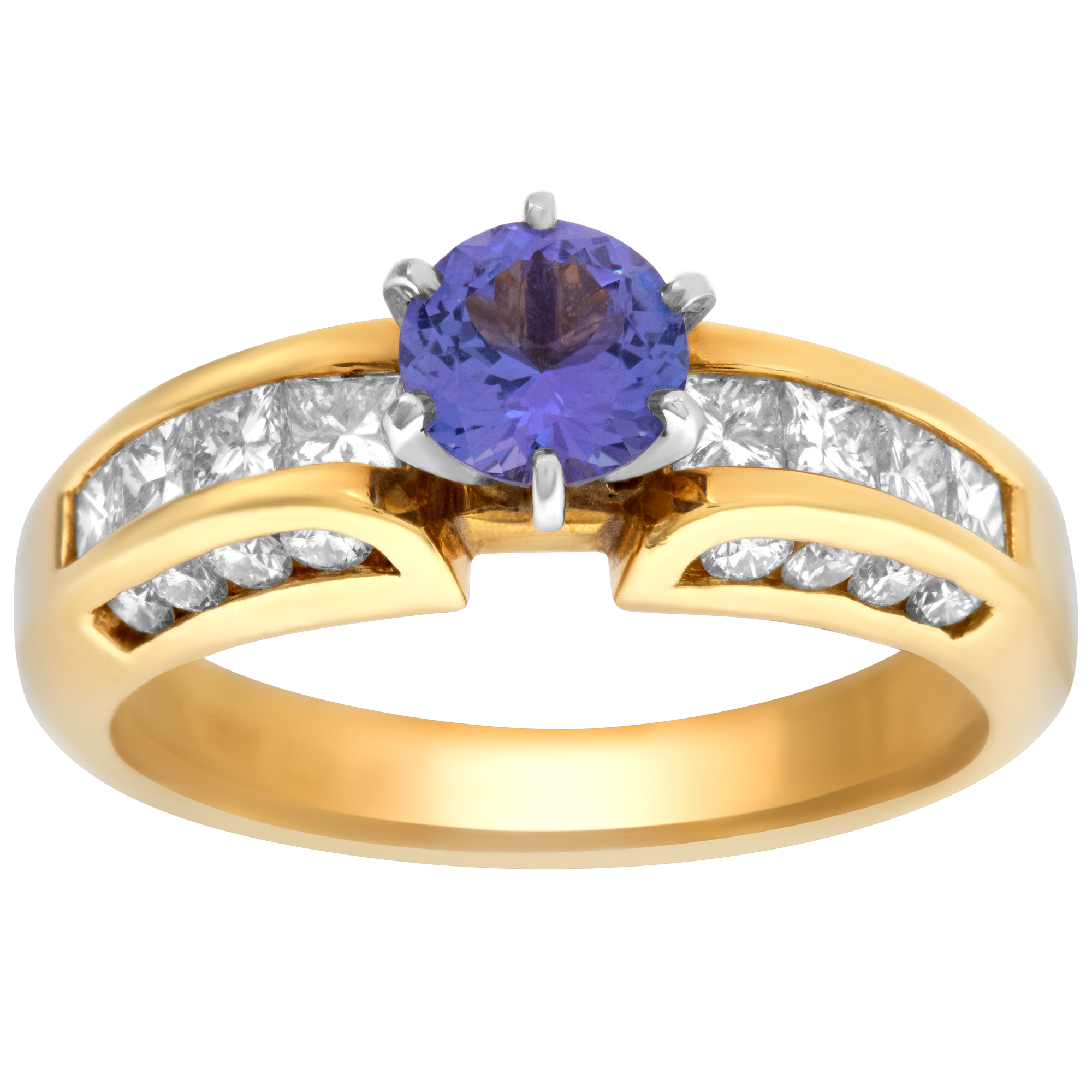 Tanzanite ring with 0.75cts of diamonds accenting top & sides of band. Size 8.25.