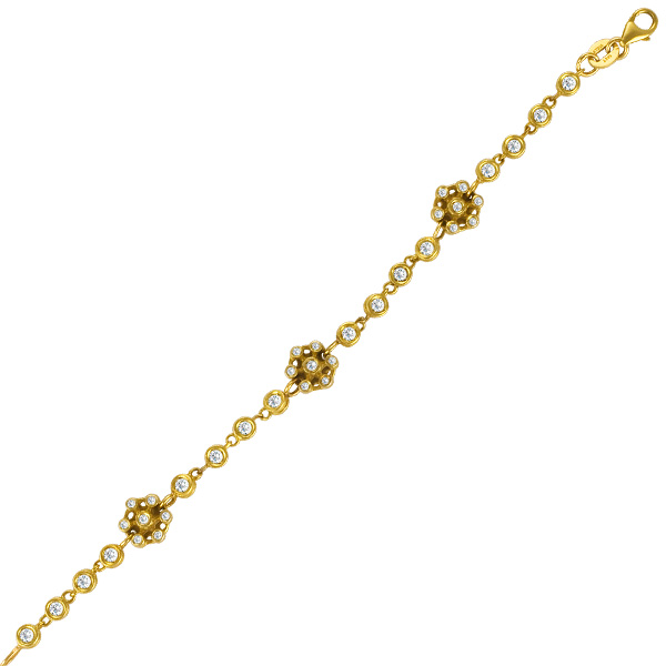 Kids diamond snowflake bracelet in 14k yellow gold