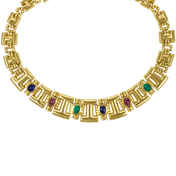 Semi-precious cabochon stones necklace
