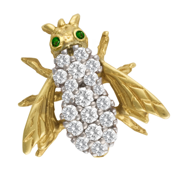 Diamond Bee Pin/Brooch in 14k