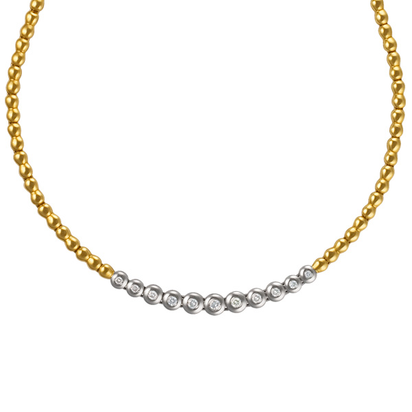 Bezel set diamond necklace in 18k