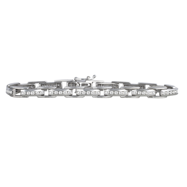 Diamond Bracelet In 14k White Gold (Si2-I1); 7 1/4" Long