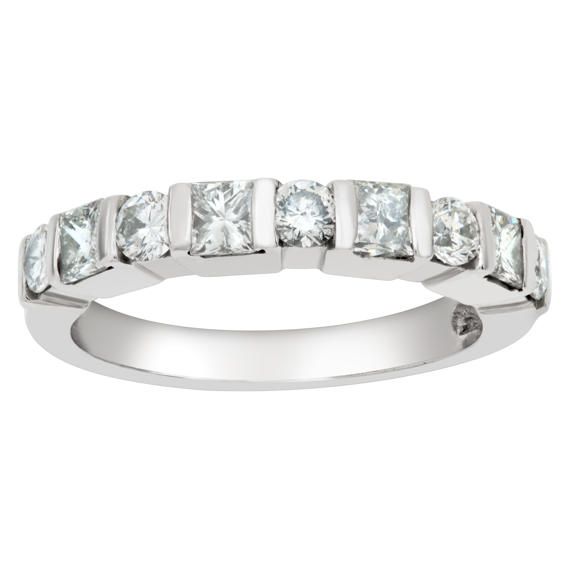 Platinum semi Diamond Eternity Band and Ring wedding. 1.00cts (H color, SI clarity)