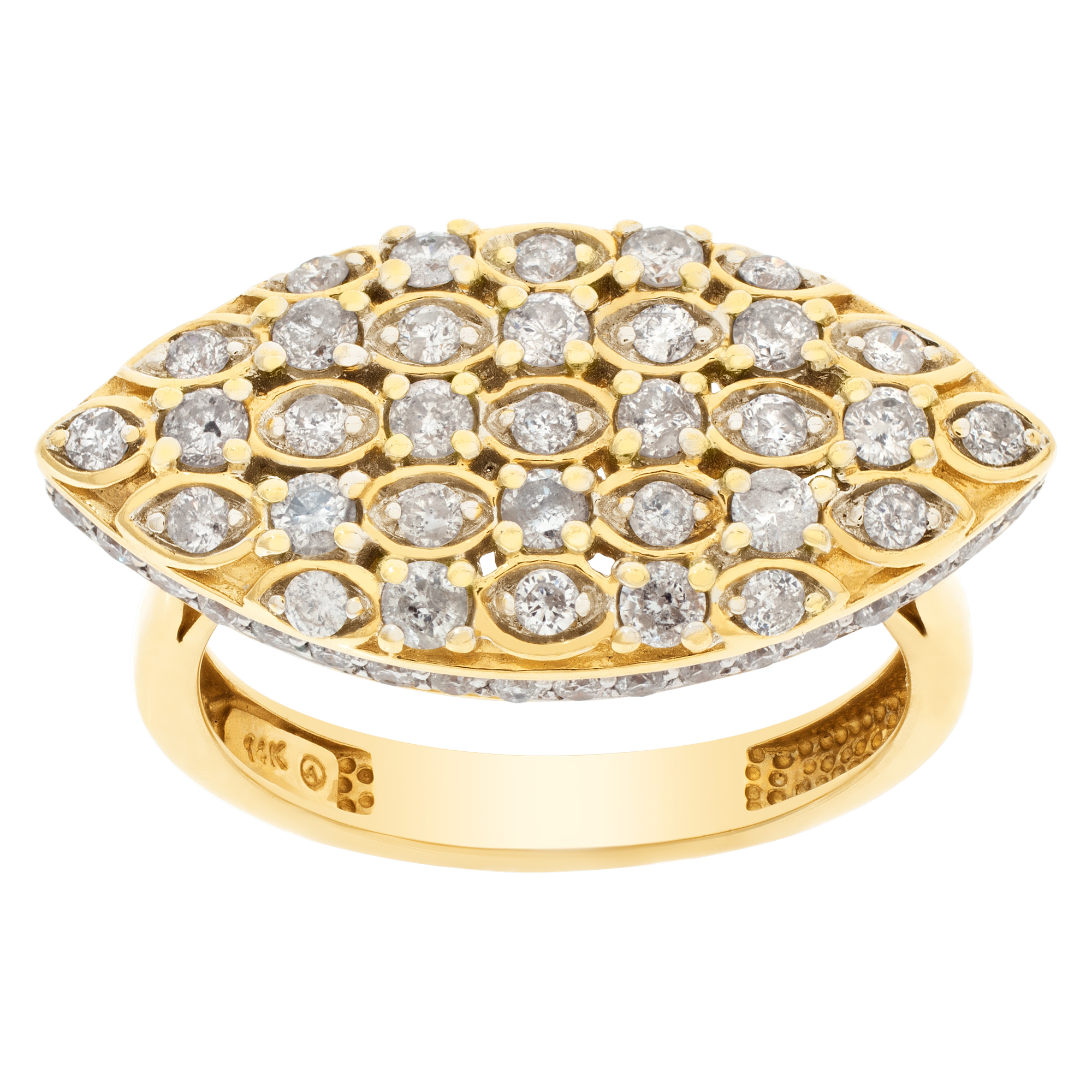 Ellipse Diamond ring in 14k yellow gold, with approximately  0.93 carat round brilliant cut diamond. Size 7