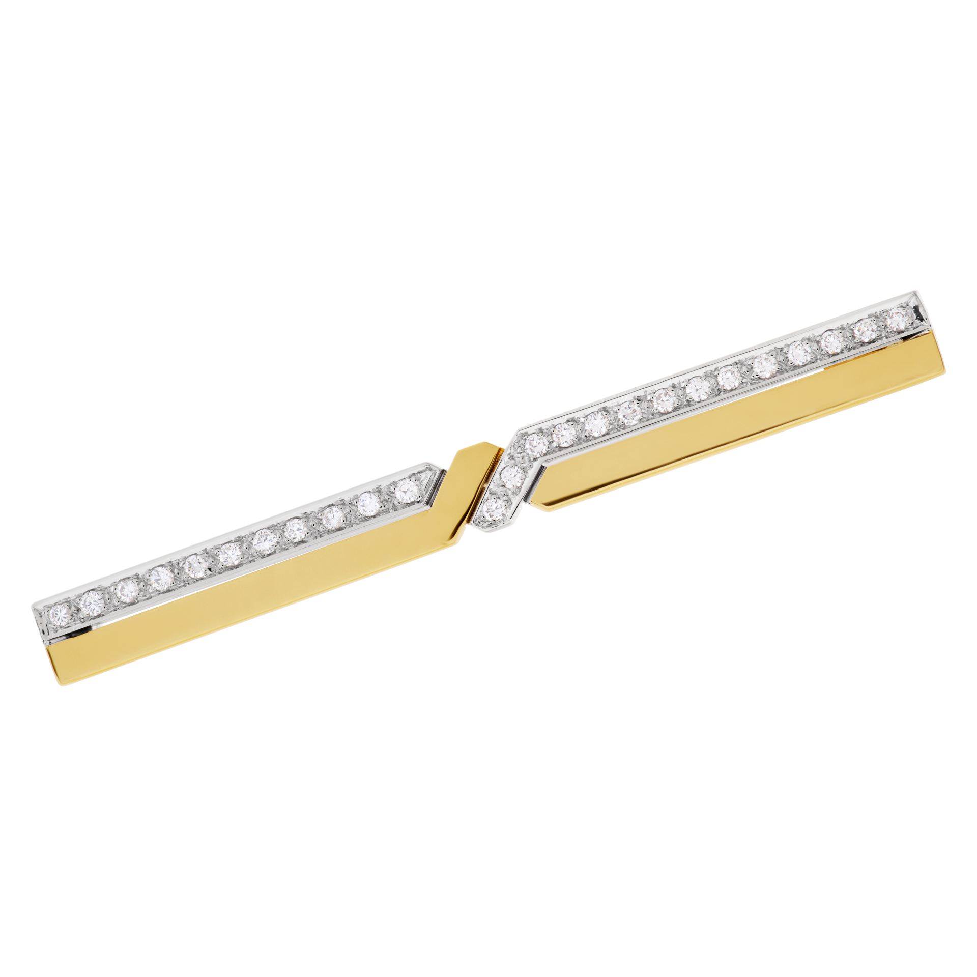 Pomelatto lightning bolt pin in 18k white & yellow gold with app 0.75 cts in diamonds