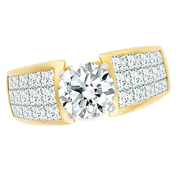 GIA Certified Diamond 1.12 cts (H Color, VS1 Clarity) ring set in 18k yellow gold. Size 5.5