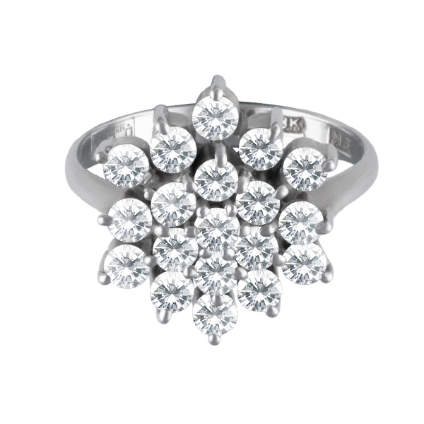 Snowflake diamond ring in 18k w/g