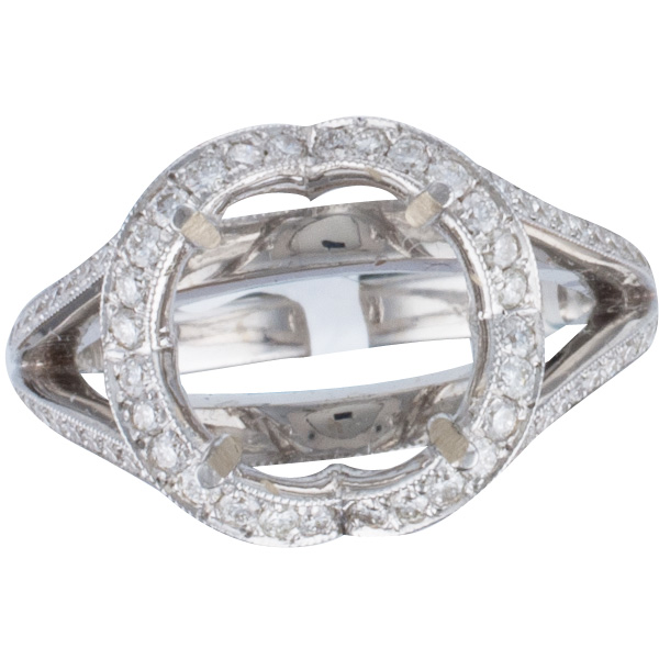 Diamond setting with 1.07 cts in round diamonds in 18k white gold; size 6.5