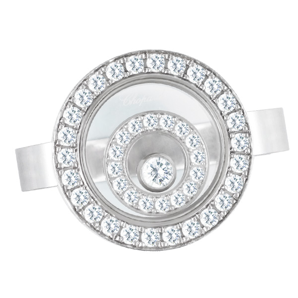 Chopard Happy Spirit floating diamond ring in 18k white gold w/ 1.16 cts in diamonds.