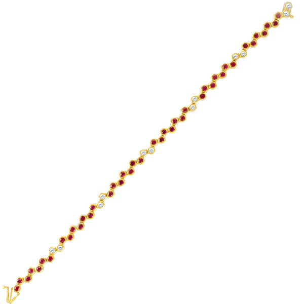 Ruby & diamond bracelet in 18k; 7" long