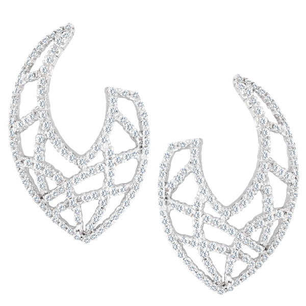 Geometric Diamond Earrings in 18K White Gold. 1.00 carats in round diamonds.