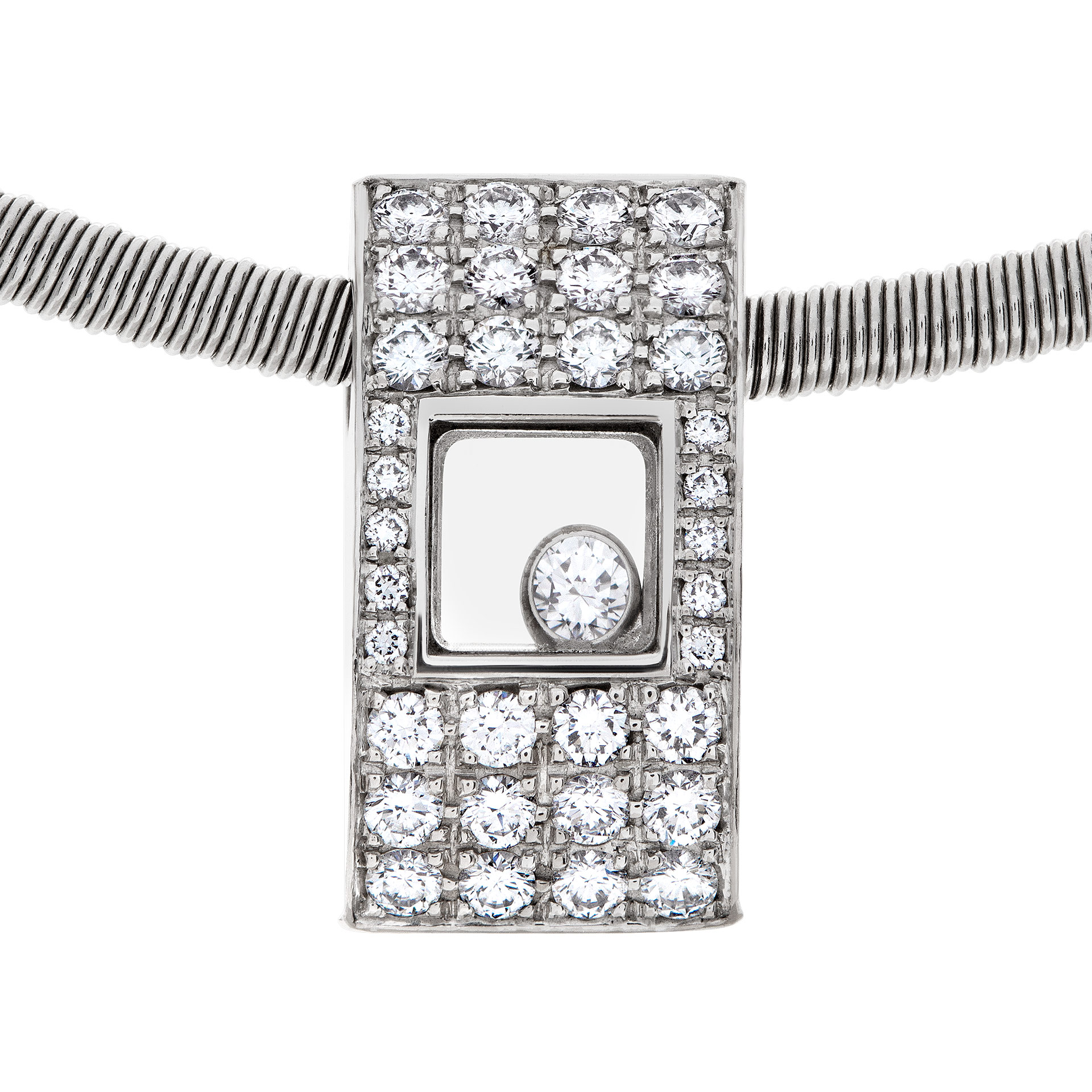 Chopard Happy Square Necklace and Pendent 18K white gold. 0.75cts in Diamonds
