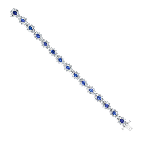 Diamond and Tanzanite bracelet in 14k white gold with app 5 cts in diamoonds and 7 cts in tanzanite