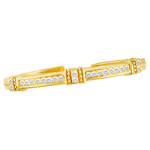 Judith Ripka Diamond Cuff in 18k yellow gold with app 1.50 carats in round diamonds