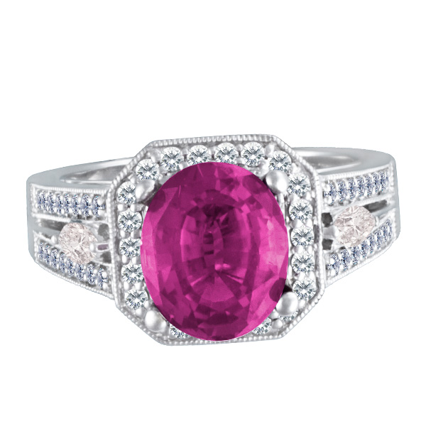 GIA certified loose 3.04 carat oval cut pink sapphie