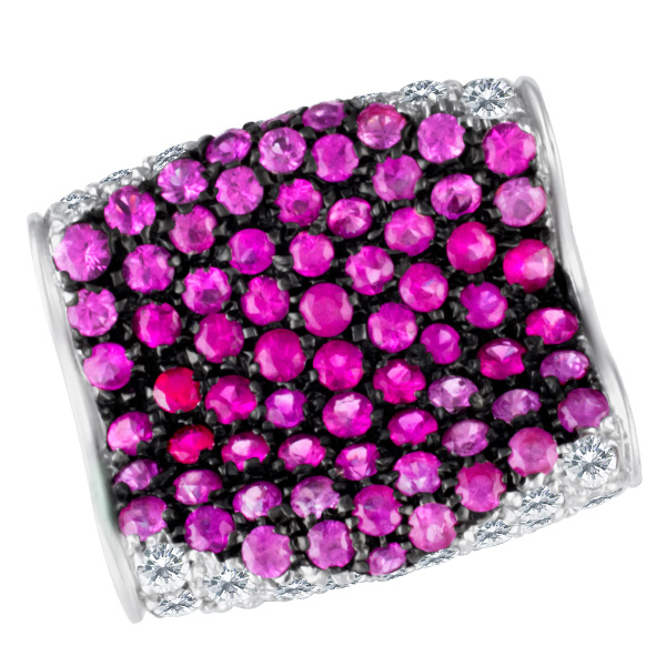 Pink sapphire diamond 18k white gold ring