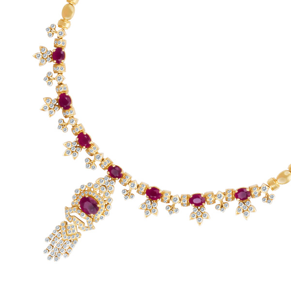  Diamond and ruby necklace in 18k gold